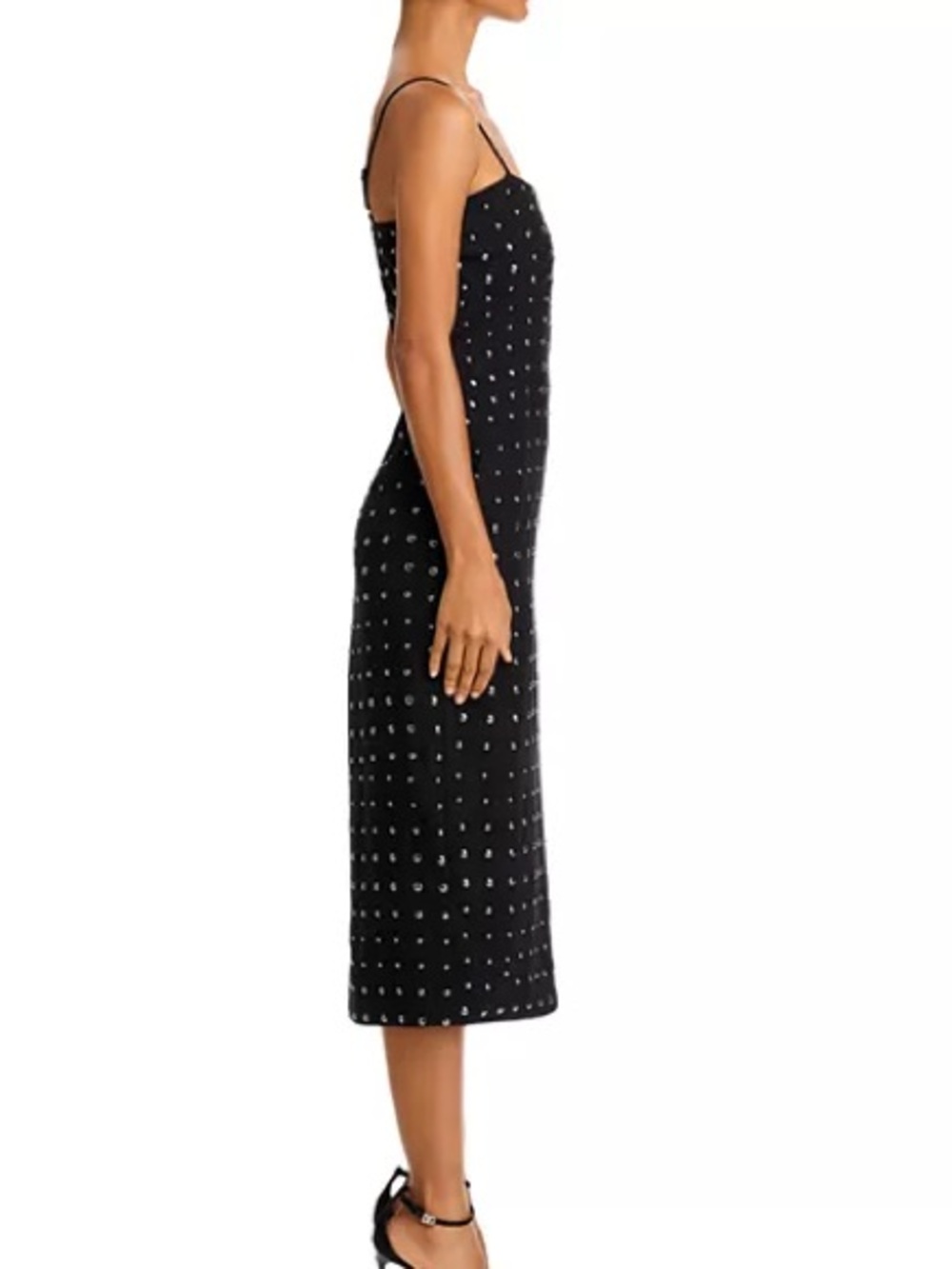 Layered With Love, Black Studded Midi Dress Bodycon Tank Edgy Chic Glam Size M - Picture 3 of 14